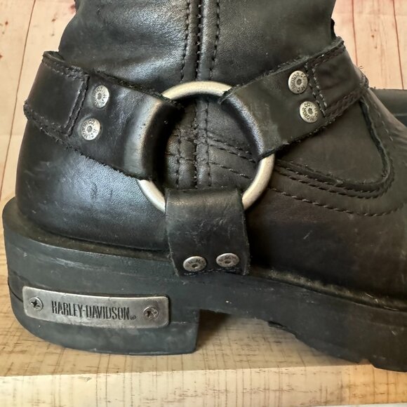 HARLEY-DAVIDSON FOOTWEAR Men's Landon Black Leather Motorcycle Boots Sz 8.5 - Picture 6 of 11